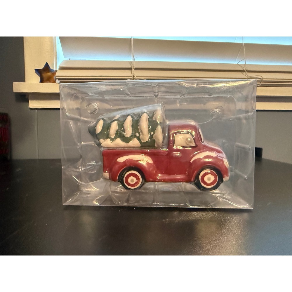 NIB Homespun Holiday Red Truck with Christmas Tree Salt and Pepper Shakers Set